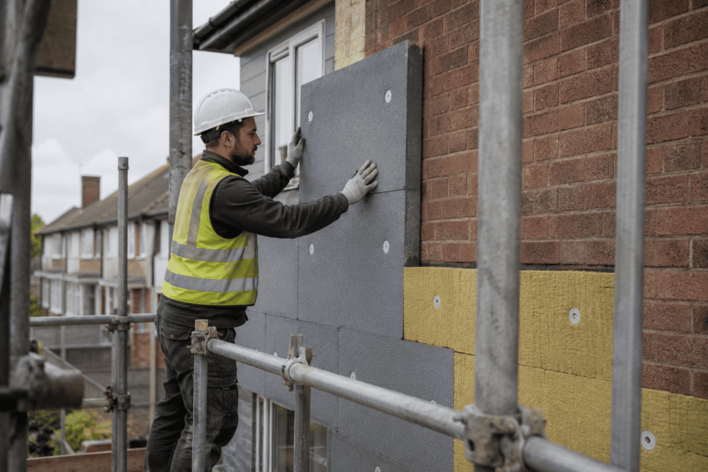 External wall insulation being installing 
