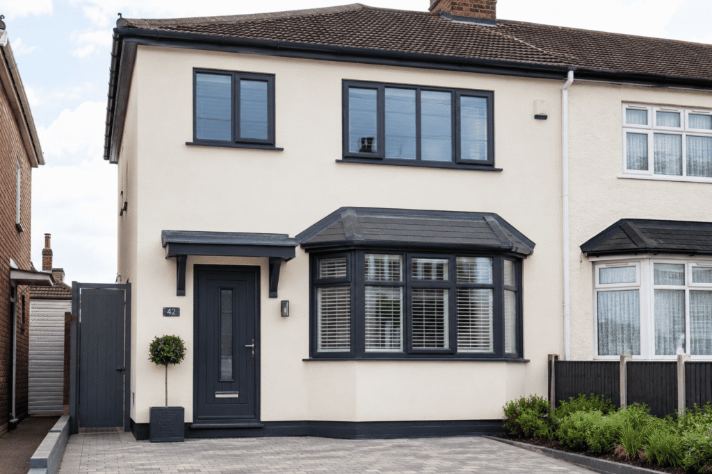 Cream rendered semi-detached house
