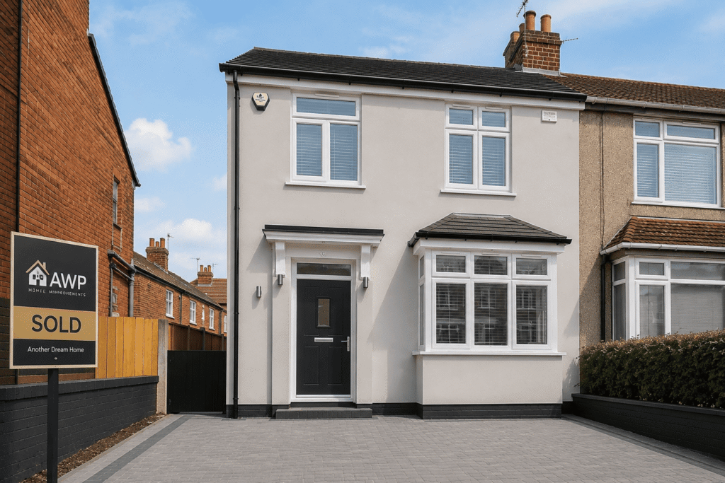 Modern white rendered home